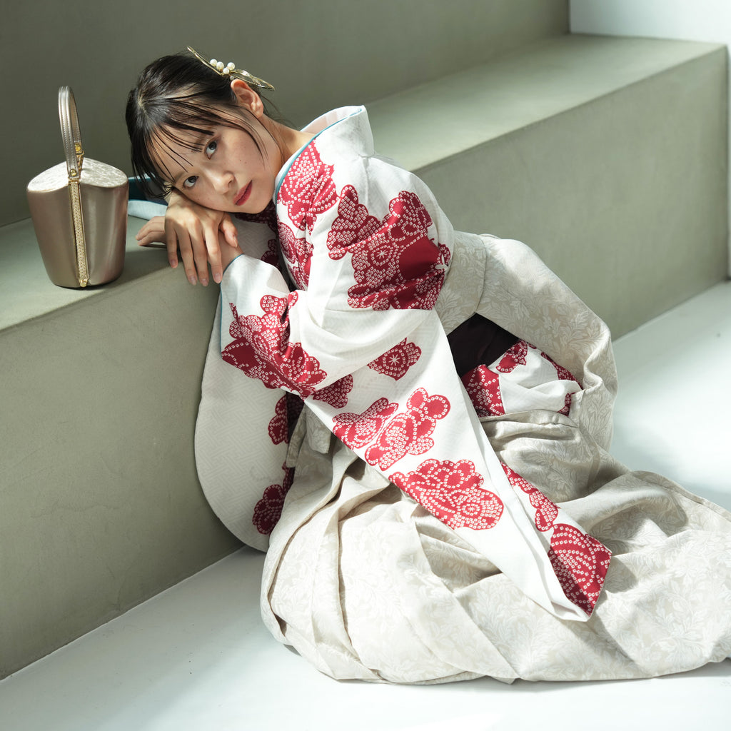 しつけ糸付新品【二尺袖着物単品】ひよこ商店洗える着物グリーン卒業式袴 しつけ糸付新品【二尺袖着物単品】ひよこ商店洗える着物グリーン