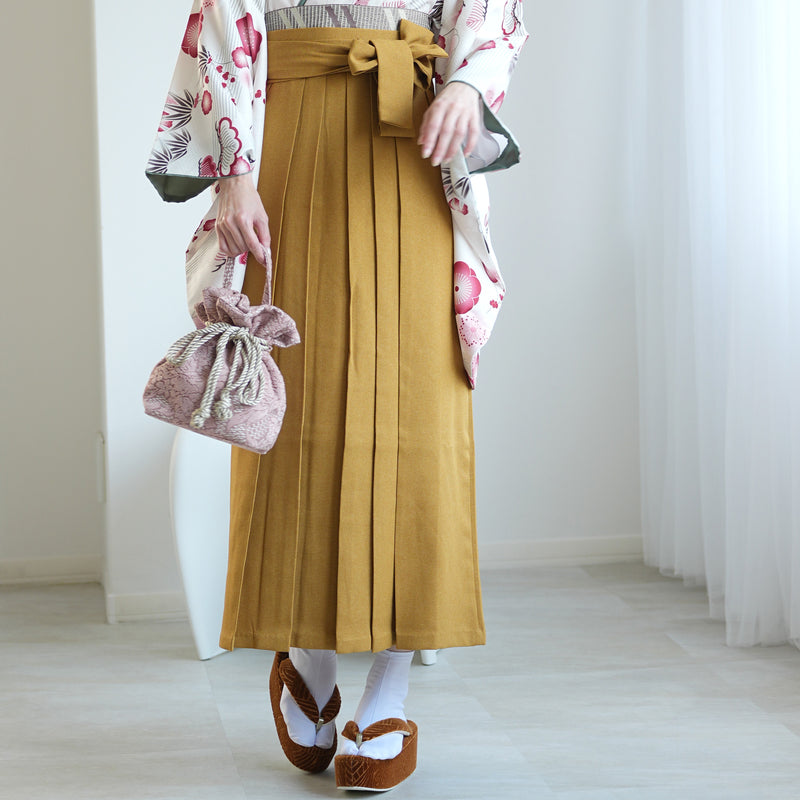 袴 2点セット 販売品 2尺袖着物  袴91cm（身長153-158cm）元禄梅模様 白 重ね衿縫い付済 ひよこ商店 卒業式にも（5178726111）