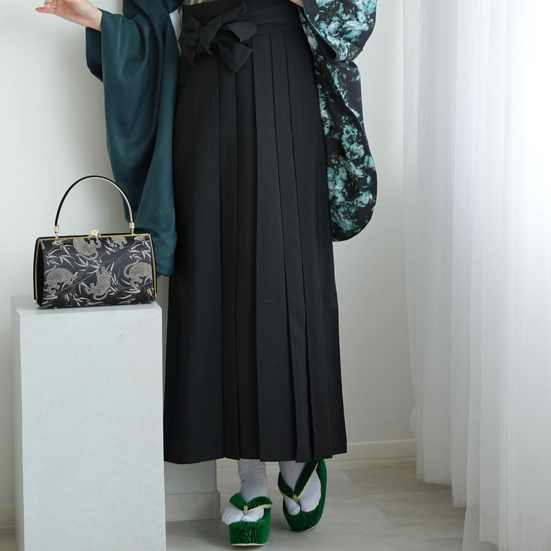 袴 2点セット 販売品 2尺袖着物 袴91cm・95cm（身長153-163cm）半身 孔雀色の影×グリーン 重ね衿縫い付済  卒業式にも（5178728001）