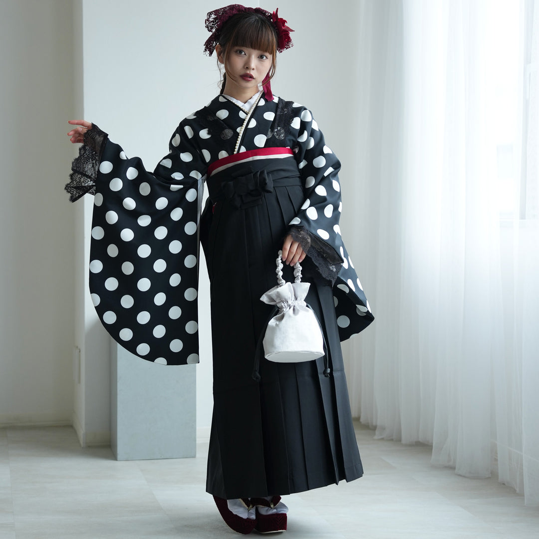 袴 2点セット ニコアンティーク 販売品 2尺袖着物 衿＆袖ブラック