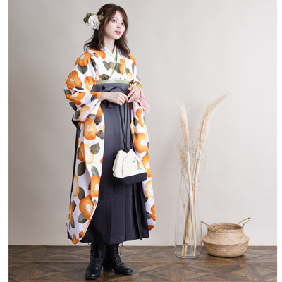 【リサイクル着物】 振袖＋袴 2点セット 販売品 中古 USED ツバキ 袴91cm（身長153-158cm）卒業式 大学生 ひよこ商店（5182602311）【中古販売】