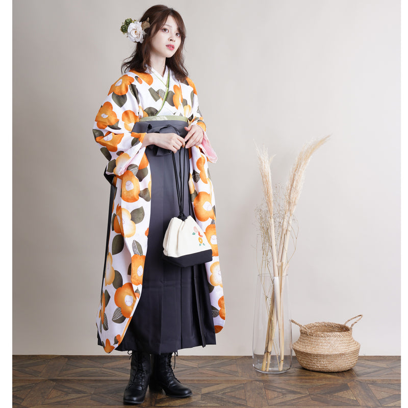 【リサイクル着物】 振袖＋袴 2点セット 販売品 中古 USED ツバキ 袴91cm（身長153-158cm）卒業式 大学生 ひよこ商店（5182602311）【中古販売】