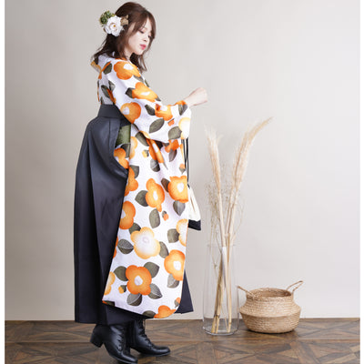 【リサイクル着物】 振袖＋袴 2点セット 販売品 中古 USED ツバキ 袴91cm（身長153-158cm）卒業式 大学生 ひよこ商店（5182602311）【中古販売】