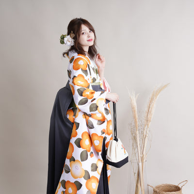 【リサイクル着物】 振袖＋袴 2点セット 販売品 中古 USED ツバキ 袴91cm（身長153-158cm）卒業式 大学生 ひよこ商店（5182602311）【中古販売】