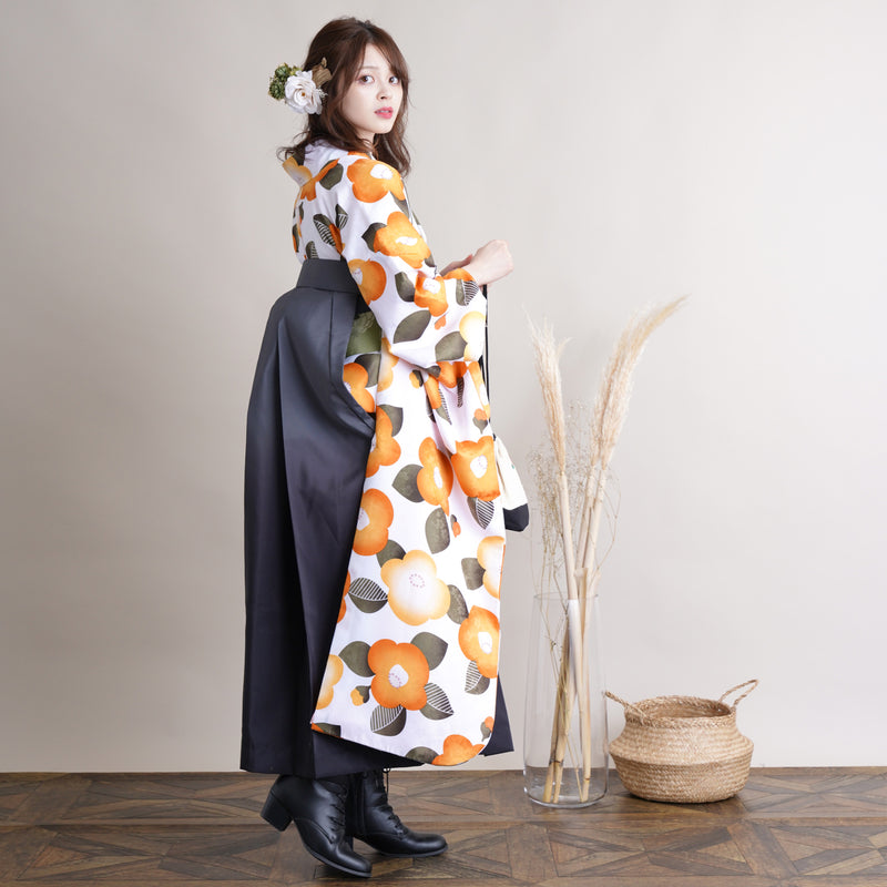 【リサイクル着物】 振袖＋袴 2点セット 販売品 中古 USED ツバキ 袴91cm（身長153-158cm）卒業式 大学生 ひよこ商店（5182602311）【中古販売】