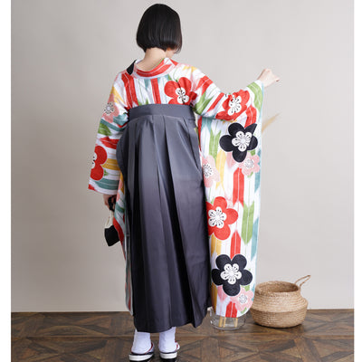 【リサイクル着物】 振袖＋袴 2点セット 販売品 中古 USED 矢絣 うめ 袴91cm（身長153-158cm）卒業式 大学生 ひよこ商店（5182602411）【中古販売】