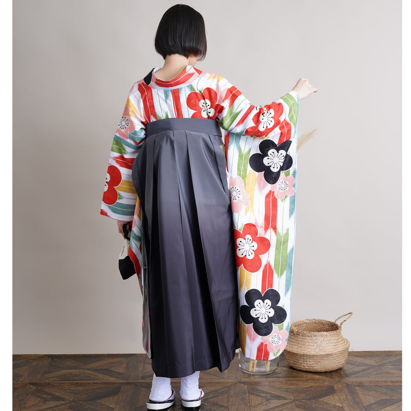 【リサイクル着物】 振袖＋袴 2点セット 販売品 中古 USED 矢絣 うめ 袴91cm（身長153-158cm）卒業式 大学生 ひよこ商店（5182602411）【中古販売】