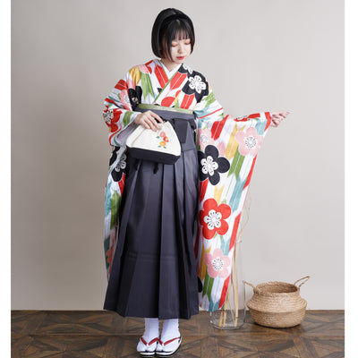 【リサイクル着物】 振袖＋袴 2点セット 販売品 中古 USED 矢絣 うめ 袴91cm（身長153-158cm）卒業式 大学生 ひよこ商店（5182602411）【中古販売】