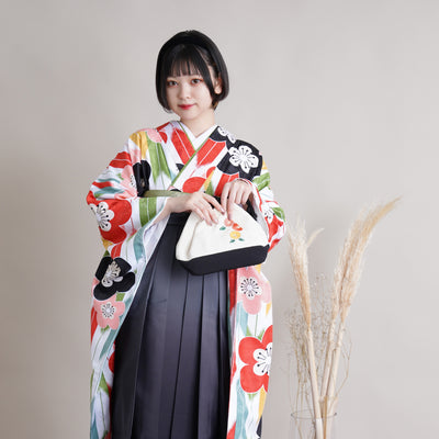 【リサイクル着物】 振袖＋袴 2点セット 販売品 中古 USED 矢絣 うめ 袴91cm（身長153-158cm）卒業式 大学生 ひよこ商店（5182602411）【中古販売】