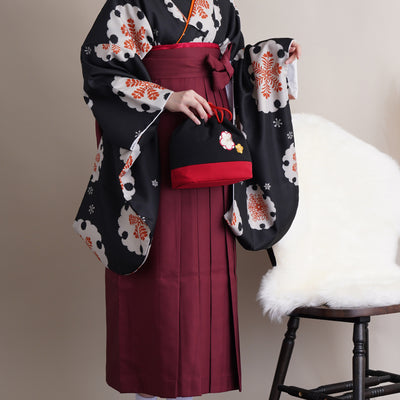 【リサイクル着物】 2尺袖着物 袴 2点セット 販売品 中古 USED 雪輪 袴91cm（身長153-158cm）卒業式 大学生 （5182612711）【中古販売】