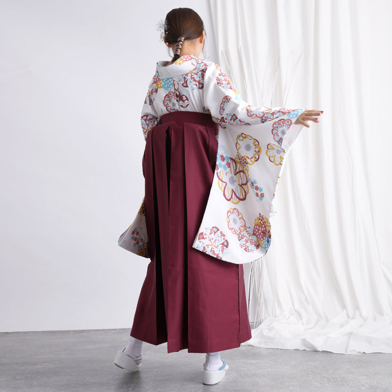 【リサイクル着物】 2尺袖着物 袴 2点セット 販売品 中古 USED レトロ 梅 袴91cm（身長153-158cm）卒業式 大学生 （5182642311）【中古販売】