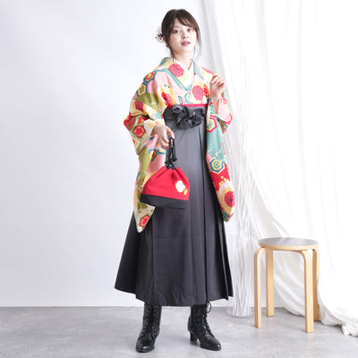 【リサイクル着物】 2尺袖着物 袴 2点セット 販売品 中古 USED 菊 亀甲 袴91cm（身長153-158cm）卒業式 大学生 ひよこ商店（5182665311）【中古販売】