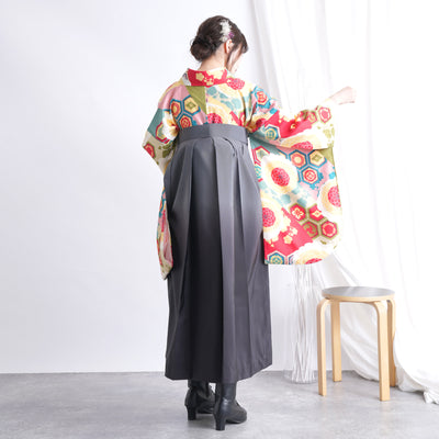 【リサイクル着物】 2尺袖着物 袴 2点セット 販売品 中古 USED 菊 亀甲 袴91cm（身長153-158cm）卒業式 大学生 ひよこ商店（5182665311）【中古販売】