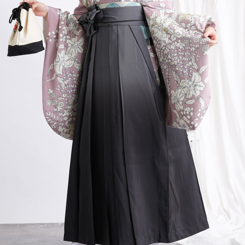 【リサイクル着物】 2尺袖着物 袴 2点セット 販売品 中古 USED くすみピンク 花 袴91cm（身長153-158cm）卒業式 大学生 （5182668211）【中古販売】
