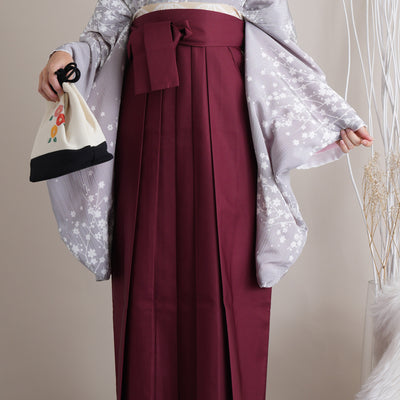 【リサイクル着物】 2尺袖着物 袴 2点セット 販売品 中古 USED グレー 小花 袴91cm（身長153-158cm）卒業式 大学生 （5182669011）【中古販売】