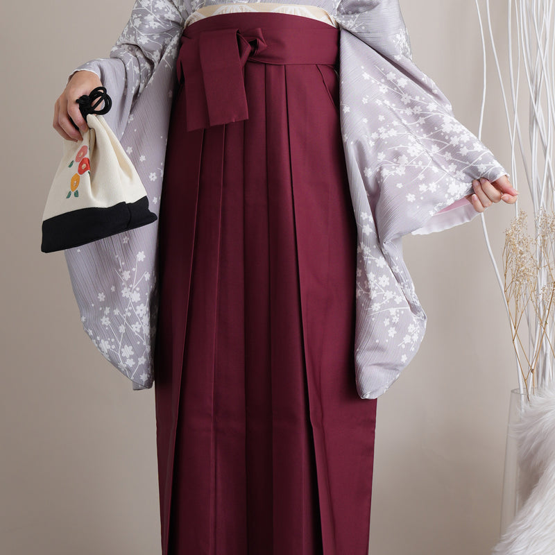 【リサイクル着物】 2尺袖着物 袴 2点セット 販売品 中古 USED グレー 小花 袴91cm（身長153-158cm）卒業式 大学生 （5182669011）【中古販売】