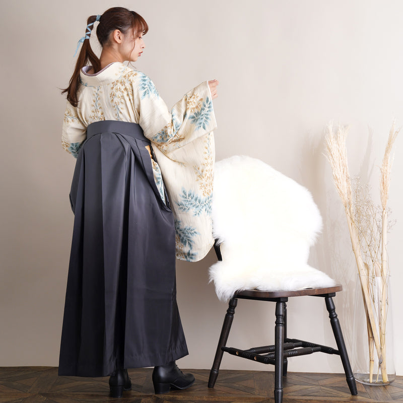 【リサイクル着物】 2尺袖着物 袴 2点セット 販売品 中古 USED 黄色系 藤 袴91cm（身長153-158cm）卒業式 大学生 （5182669911）【中古販売】