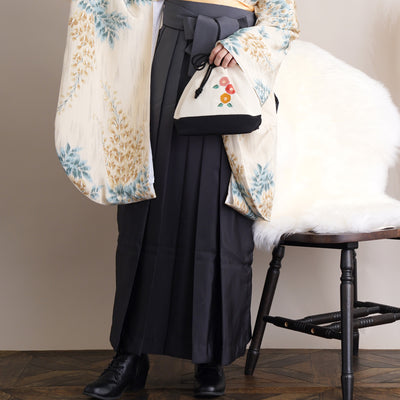 【リサイクル着物】 2尺袖着物 袴 2点セット 販売品 中古 USED 黄色系 藤 袴91cm（身長153-158cm）卒業式 大学生 （5182669911）【中古販売】
