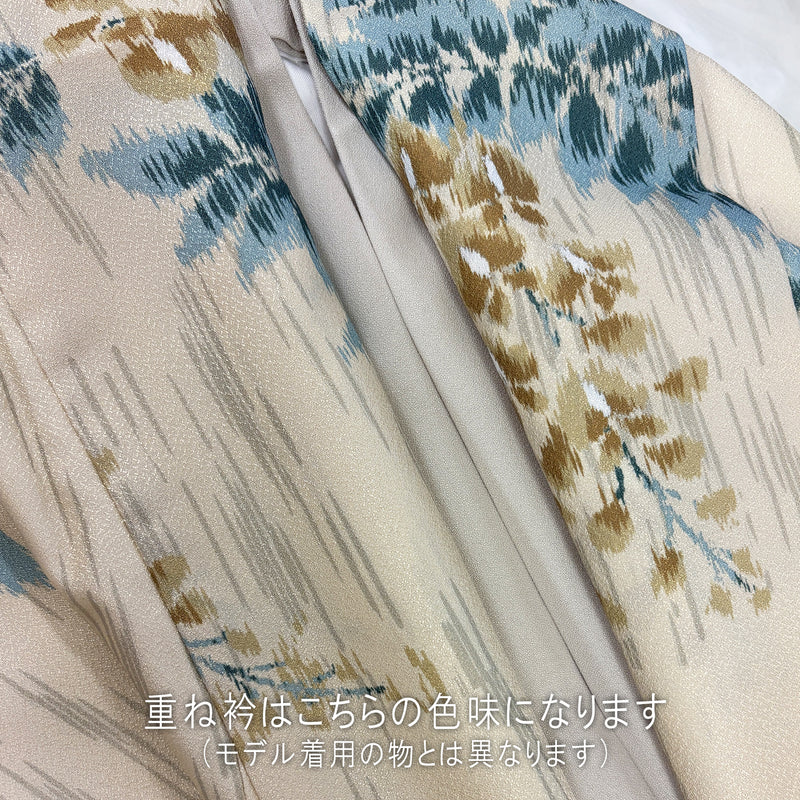 【リサイクル着物】 2尺袖着物 袴 2点セット 販売品 中古 USED 黄色系 藤 袴91cm（身長153-158cm）卒業式 大学生 （5182669911）【中古販売】