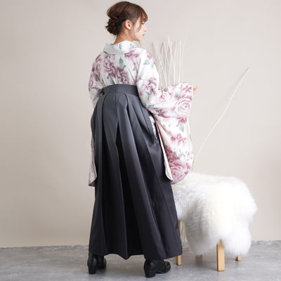 【リサイクル着物】 2尺袖着物 袴 2点セット 販売品 中古 USED くすみピンク バラ 袴91cm（身長153-158cm）卒業式 大学生 （5182670211）【中古販売】