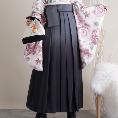 【リサイクル着物】 2尺袖着物 袴 2点セット 販売品 中古 USED くすみピンク バラ 袴91cm（身長153-158cm）卒業式 大学生 （5182670211）【中古販売】