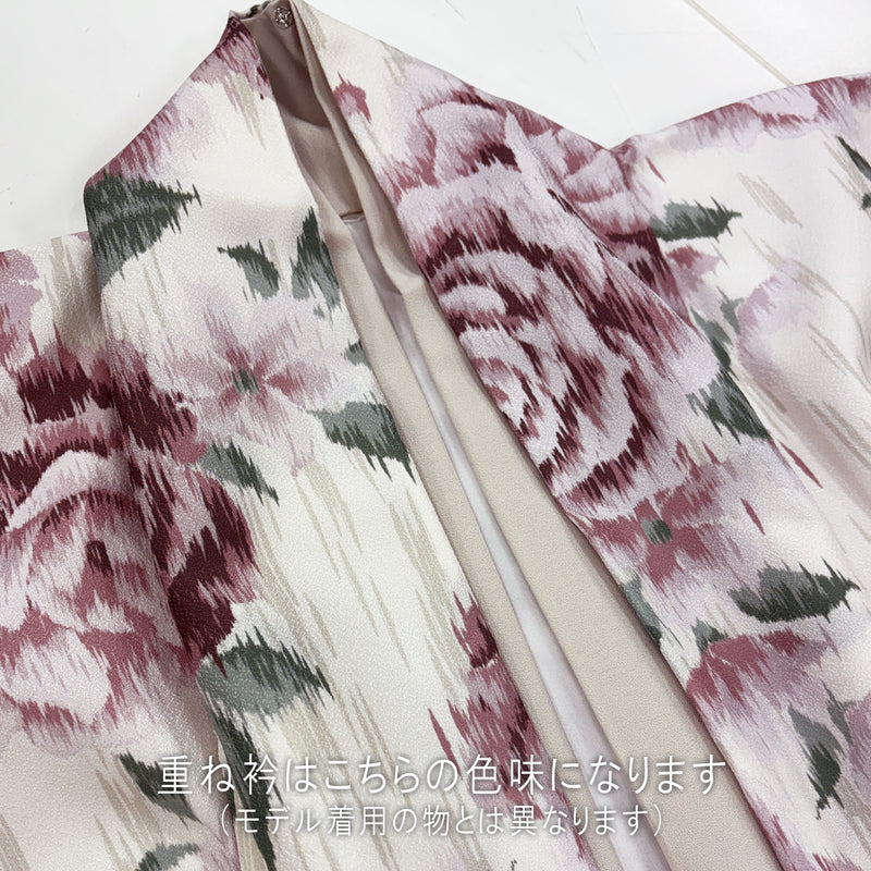 【リサイクル着物】 2尺袖着物 袴 2点セット 販売品 中古 USED くすみピンク バラ 袴91cm（身長153-158cm）卒業式 大学生 （5182670211）【中古販売】