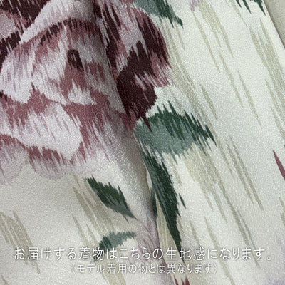 【リサイクル着物】 2尺袖着物 袴 2点セット 販売品 中古 USED くすみピンク バラ 袴91cm（身長153-158cm）卒業式 大学生 （5182670211）【中古販売】