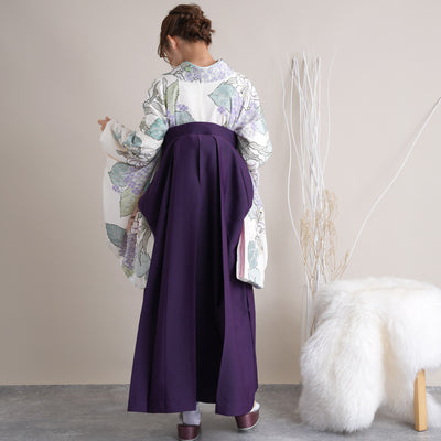 【リサイクル着物】 2尺袖着物 袴 2点セット 販売品 中古 USED 百合 あじさい 袴91cm（身長153-158cm）卒業式 大学生 （5182670311）【中古販売】