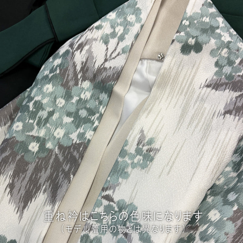 【リサイクル着物】 2尺袖着物 袴 2点セット 販売品 中古 USED くすみカラー 花柄 袴91cm（身長153-158cm）卒業式 大学生 （5182670511）【中古販売】
