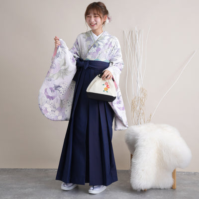 【リサイクル着物】 2尺袖着物 袴 2点セット 販売品 中古 USED くすみカラー 花柄 ラベンダー 袴91cm（身長153-158cm）卒業式 大学生 （5182671211）【中古販売】