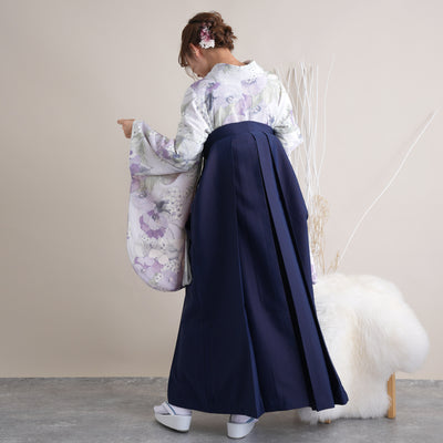【リサイクル着物】 2尺袖着物 袴 2点セット 販売品 中古 USED くすみカラー 花柄 ラベンダー 袴91cm（身長153-158cm）卒業式 大学生 （5182671211）【中古販売】