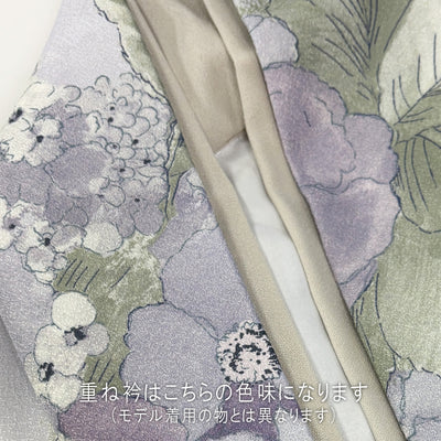 【リサイクル着物】 2尺袖着物 袴 2点セット 販売品 中古 USED くすみカラー 花柄 ラベンダー 袴91cm（身長153-158cm）卒業式 大学生 （5182671211）【中古販売】