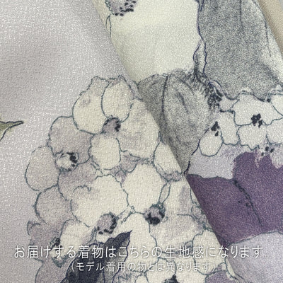 【リサイクル着物】 2尺袖着物 袴 2点セット 販売品 中古 USED くすみカラー 花柄 ラベンダー 袴91cm（身長153-158cm）卒業式 大学生 （5182671211）【中古販売】