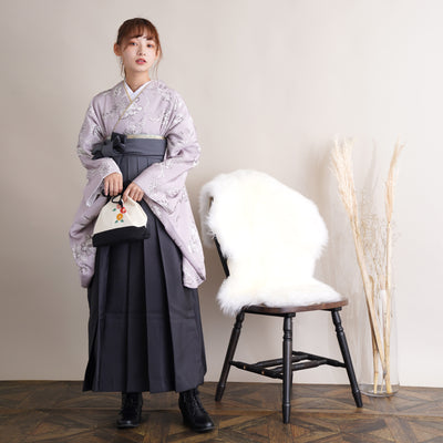 【リサイクル着物】 2尺袖着物 袴 2点セット 販売品 中古 USED  花柄 袴91cm（身長153-158cm）卒業式 大学生 （5182671411）【中古販売】