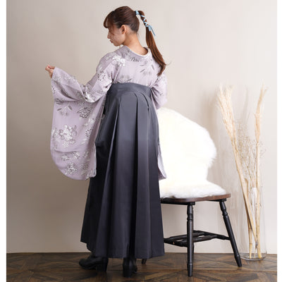 【リサイクル着物】 2尺袖着物 袴 2点セット 販売品 中古 USED  花柄 袴91cm（身長153-158cm）卒業式 大学生 （5182671411）【中古販売】