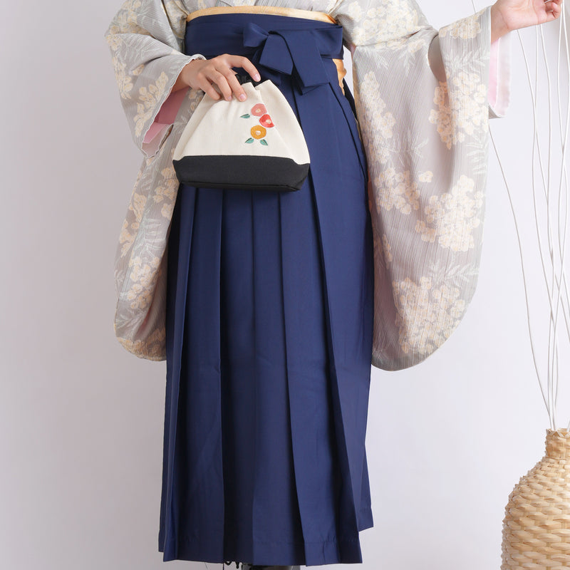 【リサイクル着物】 2尺袖着物 袴 2点セット 販売品 中古 USED  ミモザ 花柄 袴91cm（身長153-158cm）卒業式 大学生 （5182671511）【中古販売】