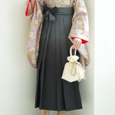 【リサイクル着物】 2尺袖着物 袴 2点セット 販売品 中古 USED  くすみカラー 花柄 袴91cm（身長153-158cm）卒業式 大学生 ひよこ商店（5182672513）【中古販売】