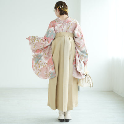 【リサイクル着物】 2尺袖着物 袴 2点セット 販売品 中古 USED  小菊 ぼかし 袴91-95cm（身長153-163cm）卒業式 大学生 ひよこ商店（5182673002）【中古販売】