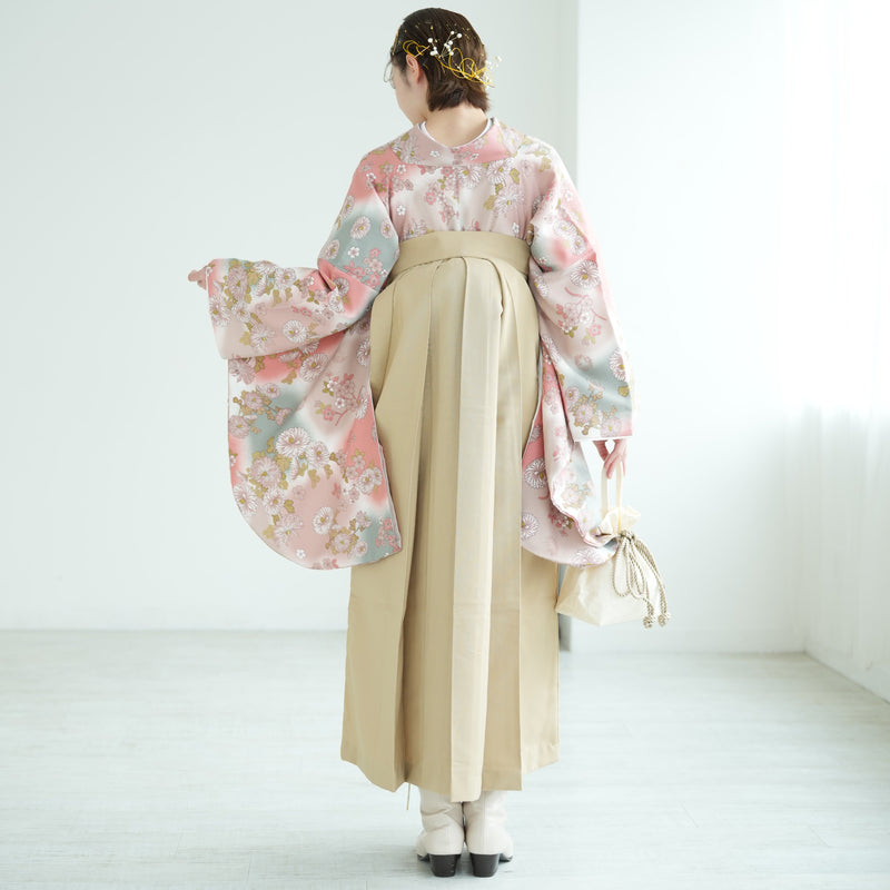 【リサイクル着物】 2尺袖着物 袴 2点セット 販売品 中古 USED  小菊 ぼかし 袴91-95cm（身長153-163cm）卒業式 大学生 ひよこ商店（5182673002）【中古販売】