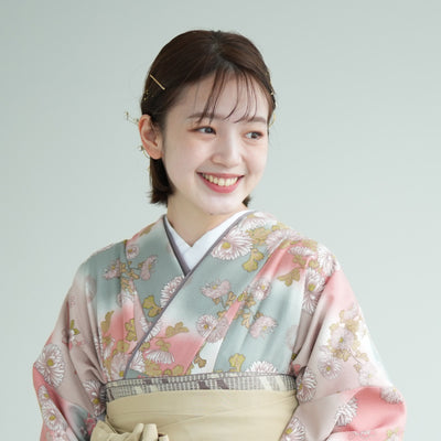 【リサイクル着物】 2尺袖着物 袴 2点セット 販売品 中古 USED  小菊 ぼかし 袴91-95cm（身長153-163cm）卒業式 大学生 ひよこ商店（5182673002）【中古販売】