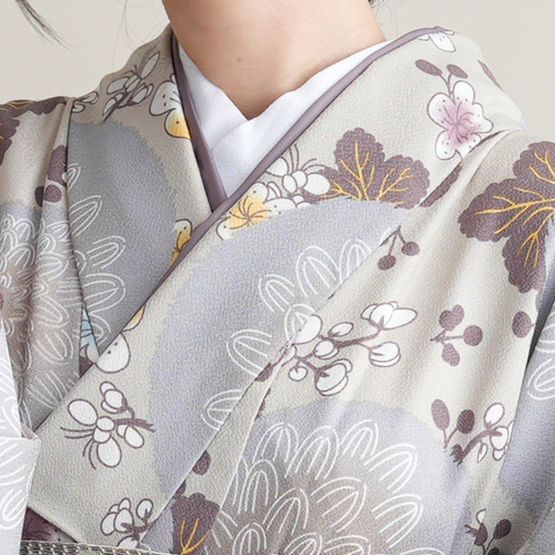 【リサイクル着物】 2尺袖着物 袴 2点セット 販売品 中古 USED  グレー 菊 袴91cm（身長153-158cm）卒業式 大学生 ひよこ商店（5182673513）【中古販売】