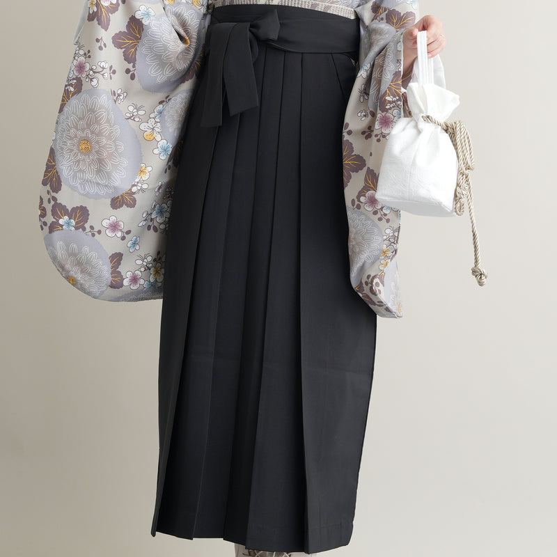 【リサイクル着物】 2尺袖着物 袴 2点セット 販売品 中古 USED  グレー 菊 袴91cm（身長153-158cm）卒業式 大学生 ひよこ商店（5182673513）【中古販売】