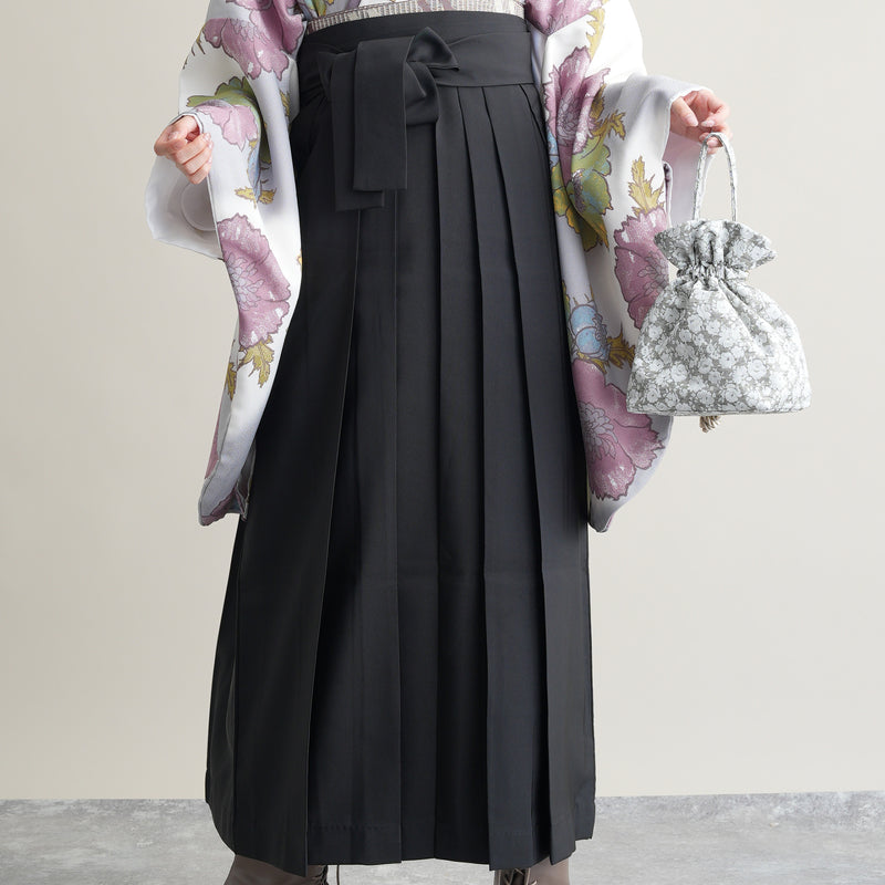 【リサイクル着物】 2尺袖着物 袴 2点セット 販売品 中古 USED  花柄 牡丹 袴91cm（身長153-158cm）卒業式 大学生 ひよこ商店（5182673713）【中古販売】