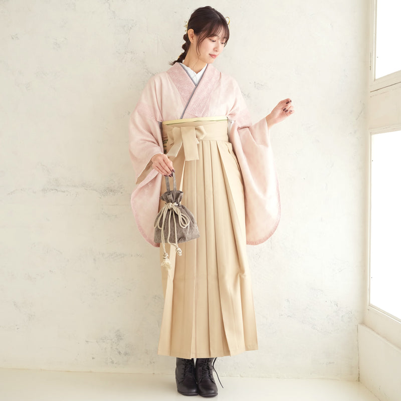 【リサイクル着物】 2尺袖着物 袴 2点セット 販売品 中古 USED  ピンク 白 レース 袴91cm（身長153-158cm）卒業式 大学生 （5182681111）【中古販売】
