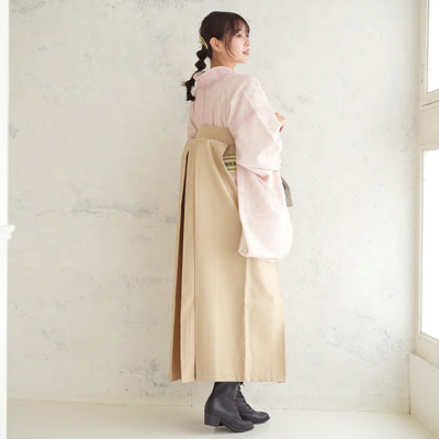 【リサイクル着物】 2尺袖着物 袴 2点セット 販売品 中古 USED  ピンク 白 レース 袴91cm（身長153-158cm）卒業式 大学生 （5182681111）【中古販売】