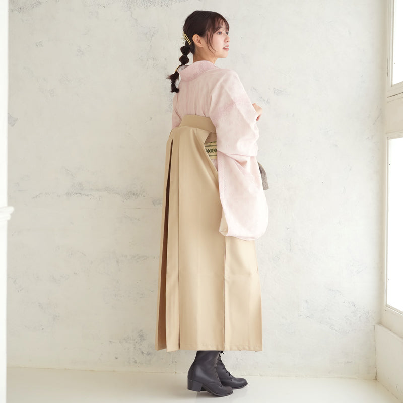 【リサイクル着物】 2尺袖着物 袴 2点セット 販売品 中古 USED  ピンク 白 レース 袴91cm（身長153-158cm）卒業式 大学生 （5182681111）【中古販売】