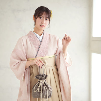 【リサイクル着物】 2尺袖着物 袴 2点セット 販売品 中古 USED  ピンク 白 レース 袴91cm（身長153-158cm）卒業式 大学生 （5182681111）【中古販売】