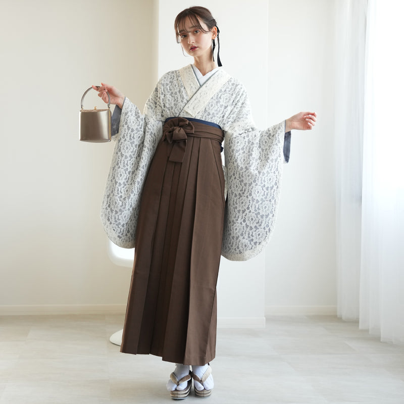 【リサイクル着物】 2尺袖着物 袴 2点セット 販売品 中古 USED  フラワーレース 袴91cm（身長153-158cm）卒業式 大学生 （5182681213）【中古販売】