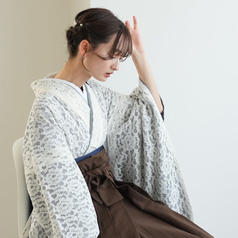 【リサイクル着物】 2尺袖着物 袴 2点セット 販売品 中古 USED  フラワーレース 袴91cm（身長153-158cm）卒業式 大学生 （5182681213）【中古販売】