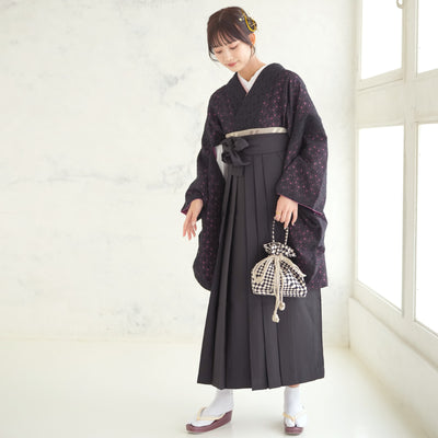 【リサイクル着物】 2尺袖着物 袴 2点セット 販売品 中古 USED  レース 花柄  袴91cm（身長153-158cm）卒業式 大学生 （5182681811）【中古販売】